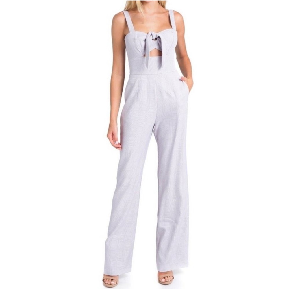 NWT Wayf Lavender Tweed Front Tye Jumpsuit Size XS